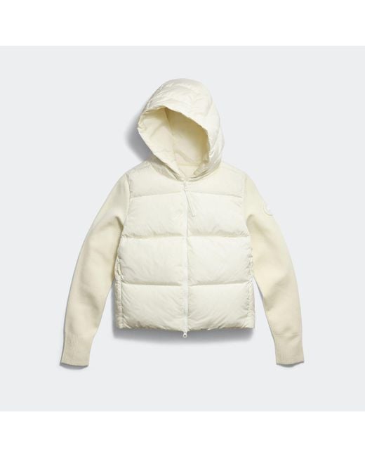 Canada Goose White Hybridge® Wide Quilt Knit Hoodie Tonal Disc