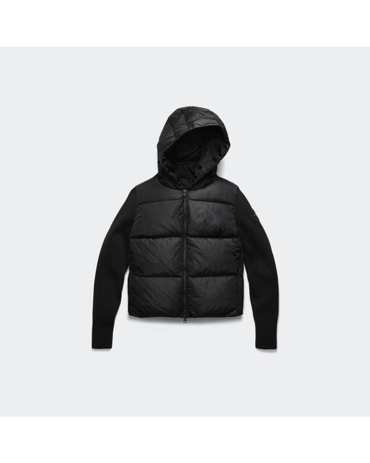 Canada Goose Black Hybridge Wide Quilt Knit Hoodie Tonal Disc