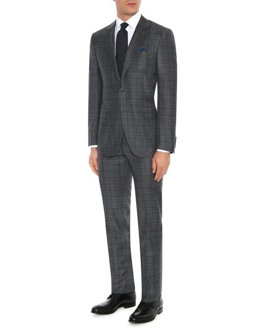 Lyst Canali Gray Lightweight Wool Flannel Capri Suit With Blue Prince