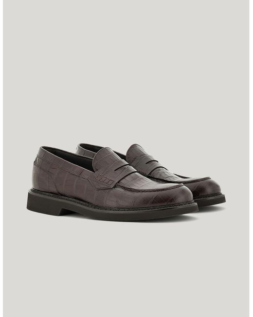 Canali Brown Dark College Moccasin Loafers for men