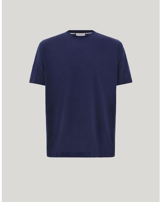 Canali Blue Lisle Cotton T-Shirt With Double Collar for men