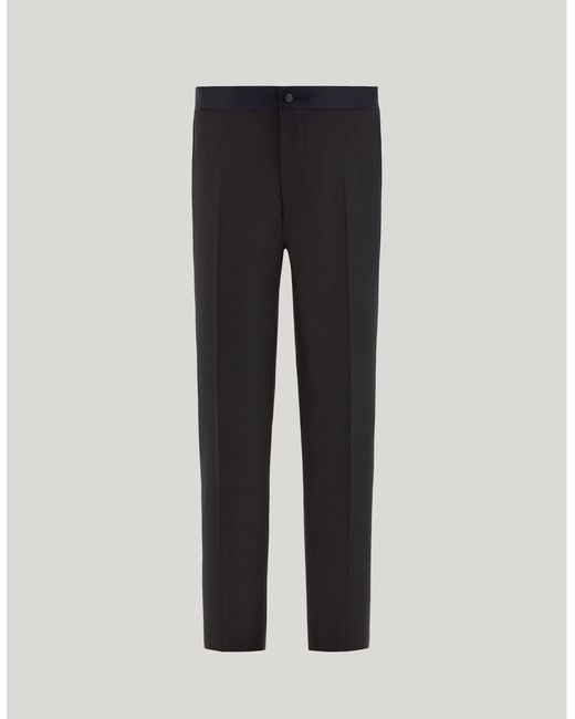 Canali Black Regular Fit 150's Wool Tuxedo Trousers for men