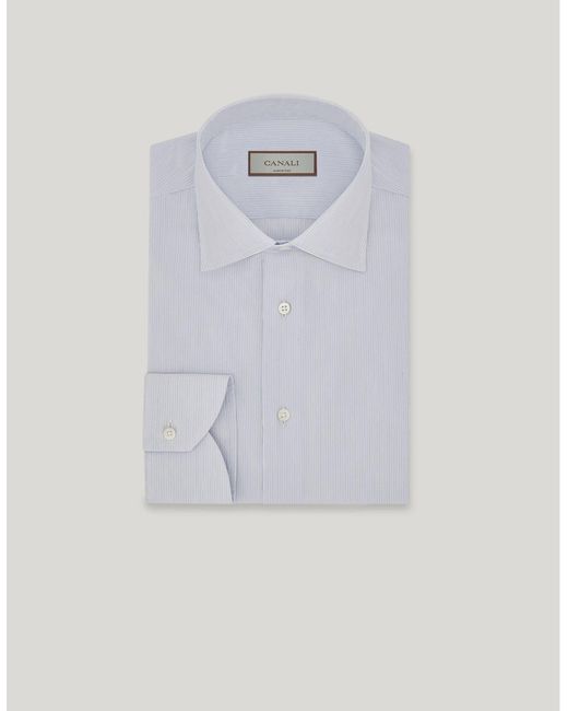 Canali Blue Nuvola And Cotton Regular-Fit Shirt for men