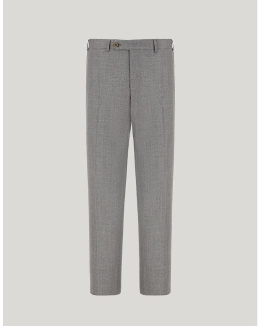 Canali Gray Light High-Waist Flat-Front Trousers for men