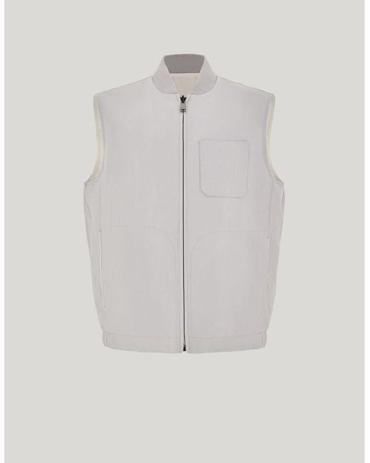 Canali White Light Linen And Silk Reversible Vest for men