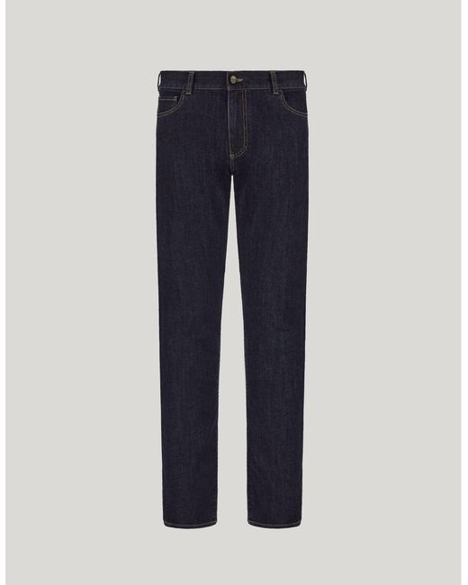 Canali Blue Five-Pocket Regular-Fit Stretch Denim Trousers Dark Wash for men