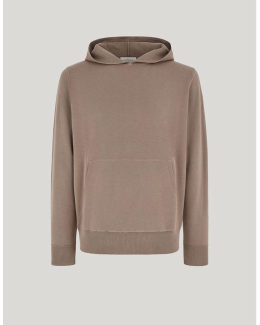 Canali Natural Beechwood-Blend Knit Fabric Sandstone Hoodie for men