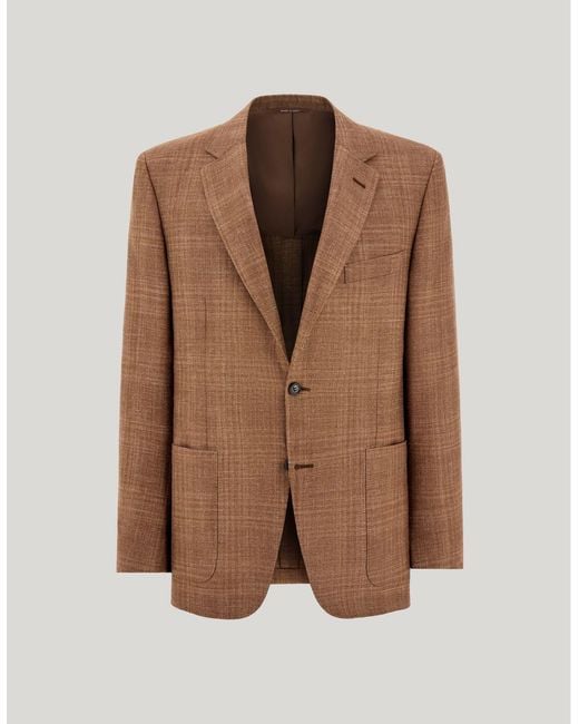 Canali Brown Rust-Coloured Regular-Fit Jacket for men