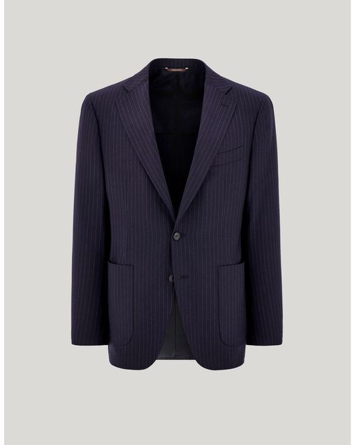 Canali Blue And Pinstripe Wool Jacket With A Modern Fit for men