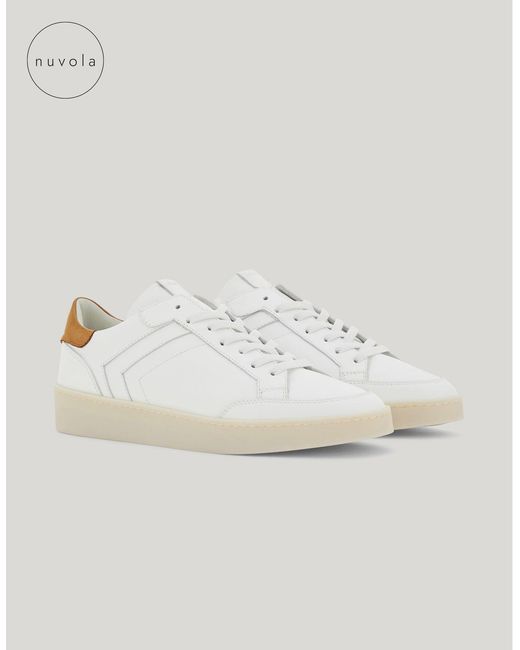 Canali White Nuvola And Calfskin Sneakers for men