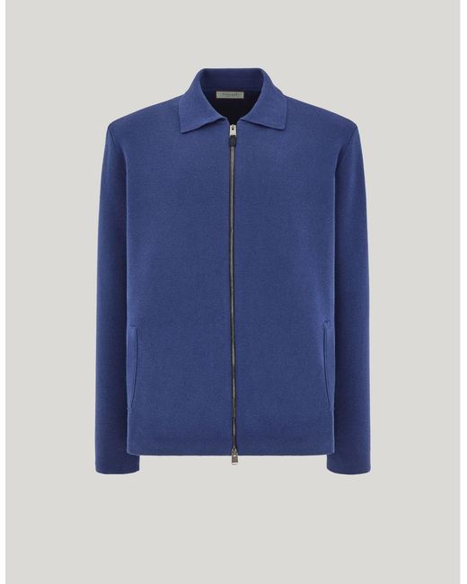 Canali Blue Denim Full-Zip Jacket for men