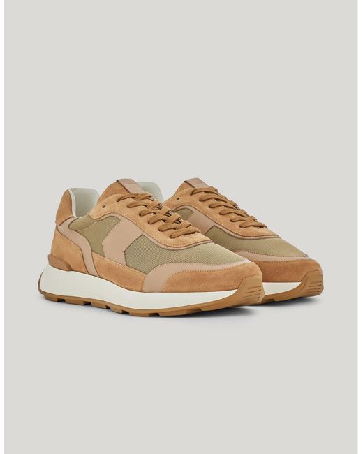 Canali Natural Technical Fabric And Leather Runner Sneakers for men