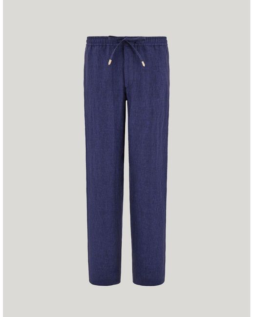 Canali Blue Regular Fit Drawstring Pants for men