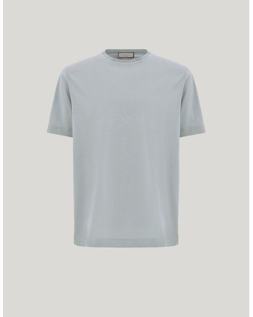 Canali Gray Brianza Lisle Cotton T-Shirt With Double Collar for men