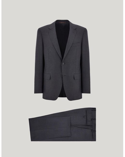 Canali Blue Anthracite 160's Wool Birdseye Motif Regular-Fit Suit for men