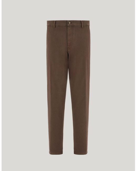 Canali Brown Tapered Fit Dark Comfort Cotton Twill Chino Trousers for men