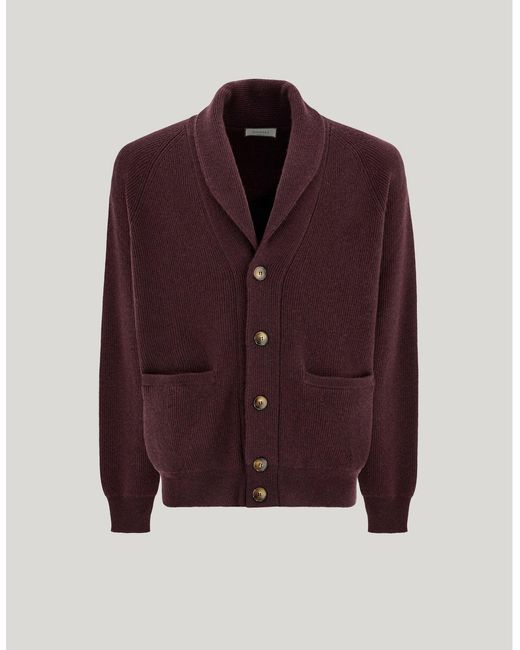 Canali Purple Burgundy Cashmere Shawl Cardigan for men