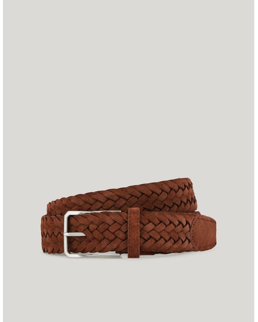 Canali Brown Light Woven Suede Belt for men