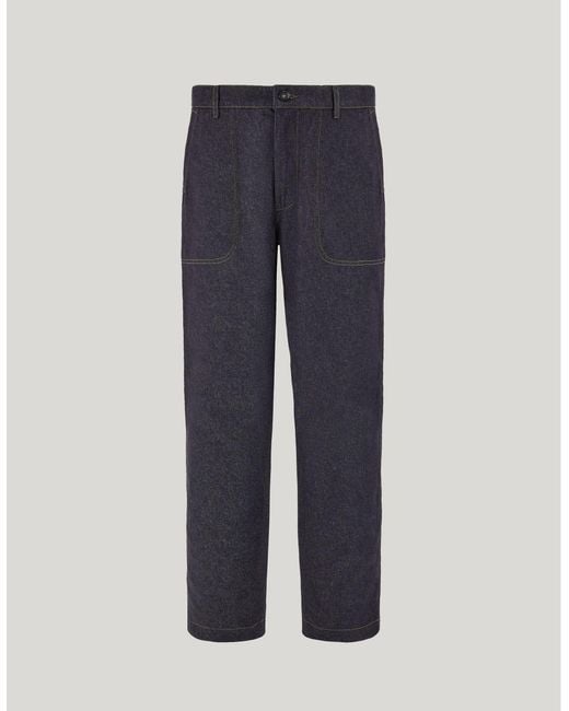 Canali Blue Stetch Denim Fatigue Trousers for men