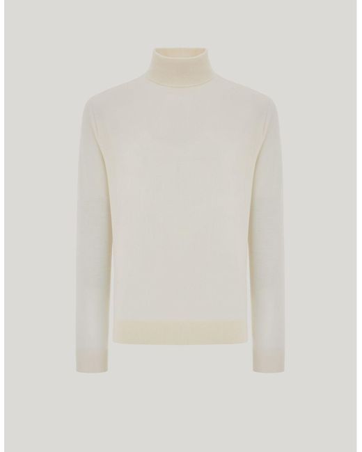 Canali White Nuvola Cream-Coloured Pure Wool Seamless Turtleneck for men