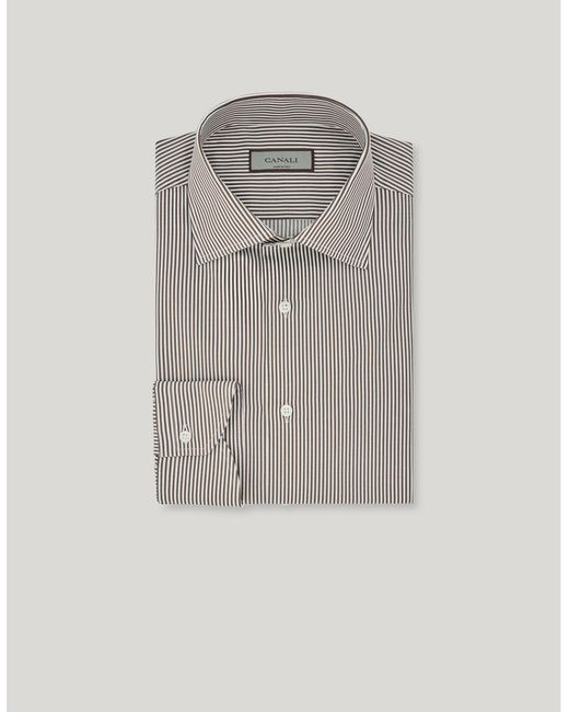 Canali Gray Impeccabile And Striped Cotton Regular-Fit Shirt for men