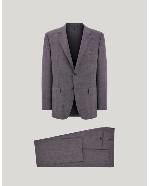 Canali Gray And Rust- Wool Regular-Fit Suit With Prince Of Wales Design for men
