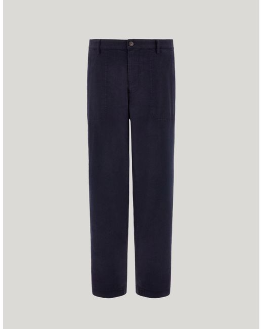 Canali Blue Cotton Gabardine And Cashmere Fatigue Trousers for men