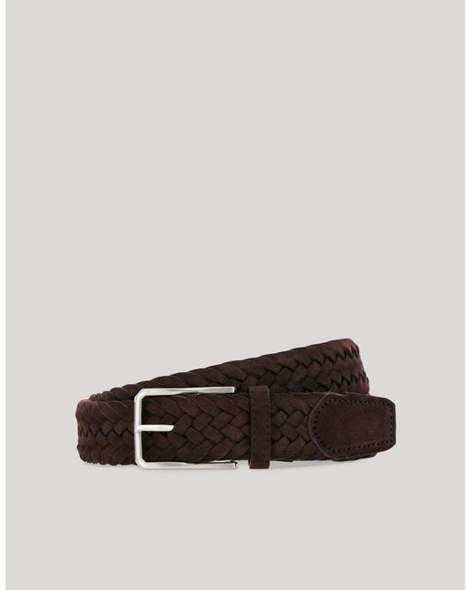 Canali Brown Dark Braided Suede Belt for men
