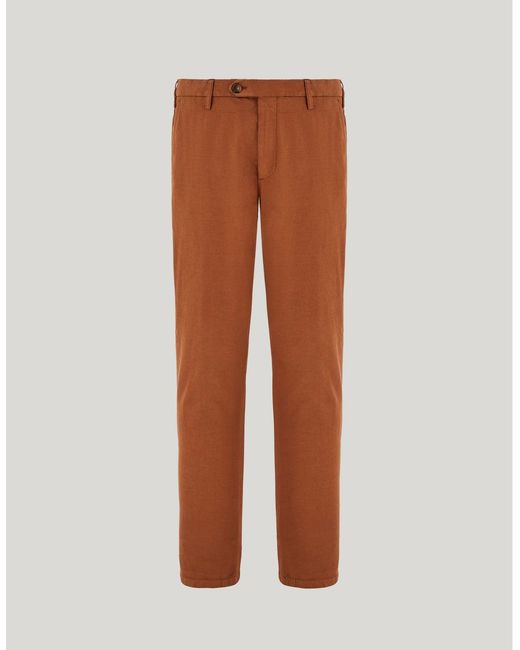 Canali Brown Terracotta-Coloured Regular-Fit Cotton And Silk Gabardine Chinos for men