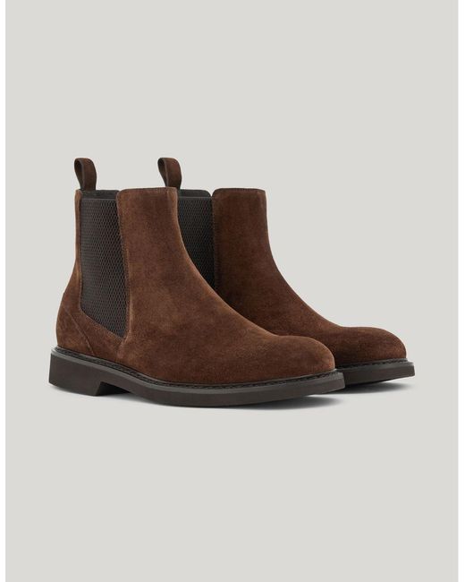Canali Brown Dark Suede Chelsea Boots for men