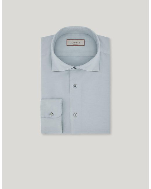 Canali Blue Regular-Fit Garment-Dyed Cotton And Silk Shirt for men