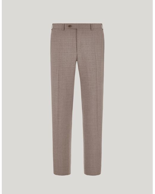 Canali Gray Walnut Wool Regular-Fit Pants With Micro-Design for men