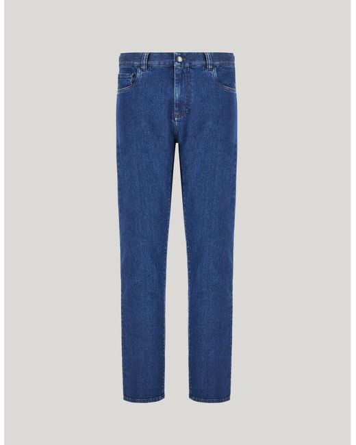 Canali Blue Regular Fit Medium Five-Pocket Denim for men