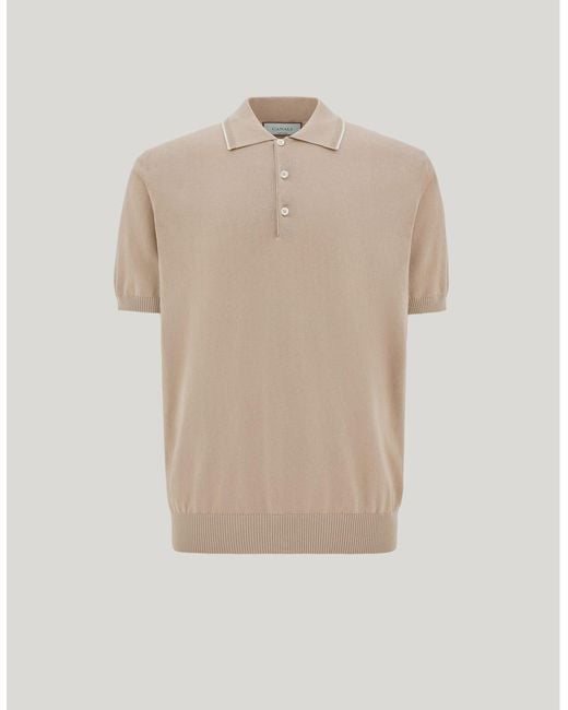 Canali Natural Pure Cotton Polo Shirt With Contrasting Piping for men