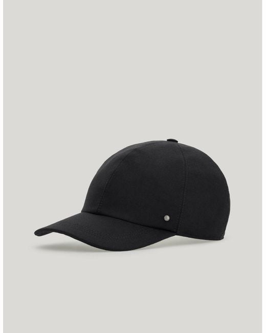 Canali Black Wool Baseball Cap With Rivet for men