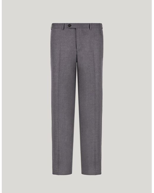 Canali Gray Pleatless Pure 150's Wool Pants for men