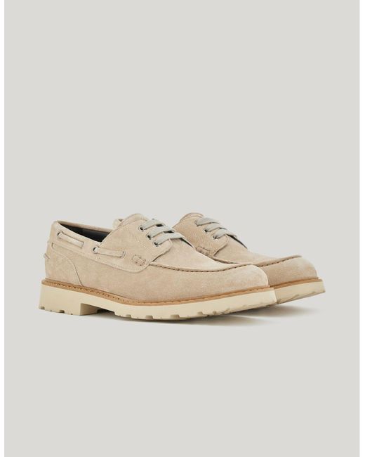 Canali Natural Suede Wallabees With Lug Sole And Gunmetal Rivet for men