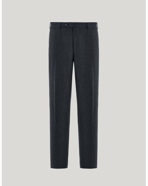 Canali Blue Charcoal Impeccabile Wool Flannel Regular-Fit Pants for men