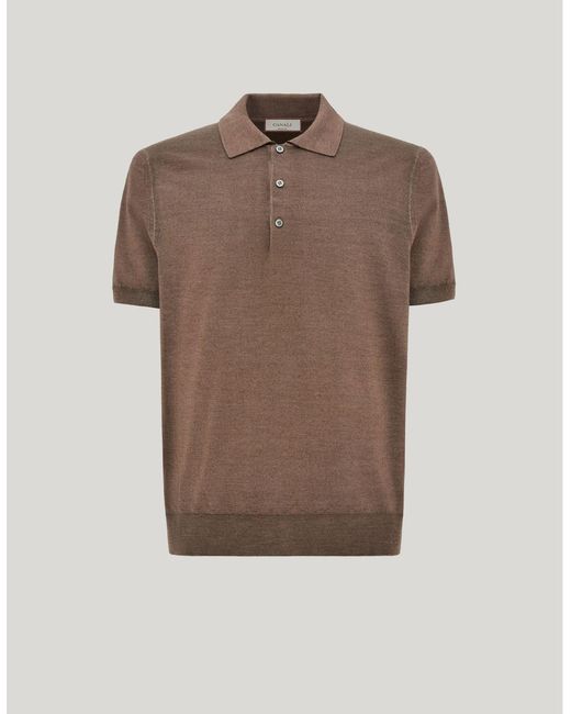 Canali Brown Taupe Wool And Silk Short-Sleeved T-Shirt for men