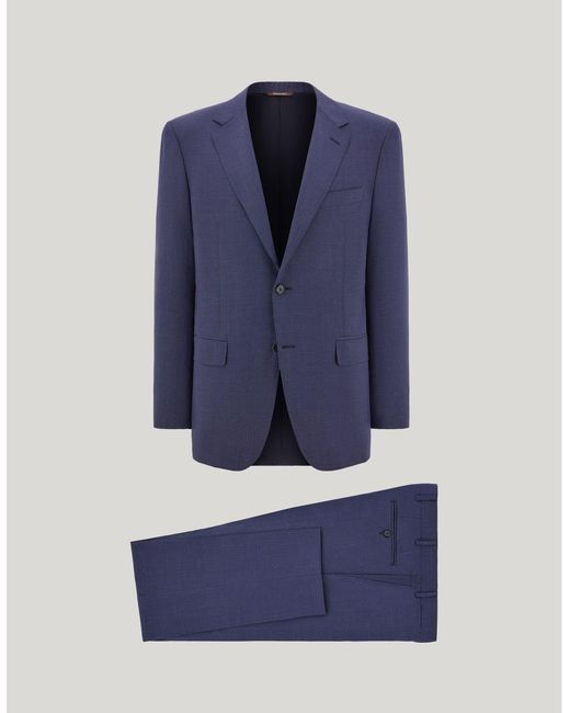 Canali Blue Impeccabile Pure Wool Regular-Fit Suit With Microstructure for men