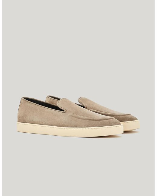 Canali Natural Suede Loafers With Rubber Sole for men