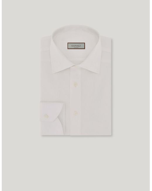 Canali White Regular-Fit Cotton Shirt With Micro-Structure for men