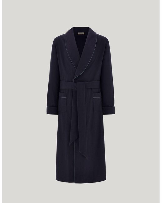 Canali Blue Impeccabile Hand-Stitched Wool Dressing Gown for men