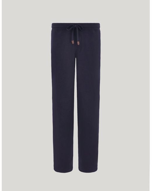 Canali Blue Impeccabile Wool Joggers With Contrasting Piping for men