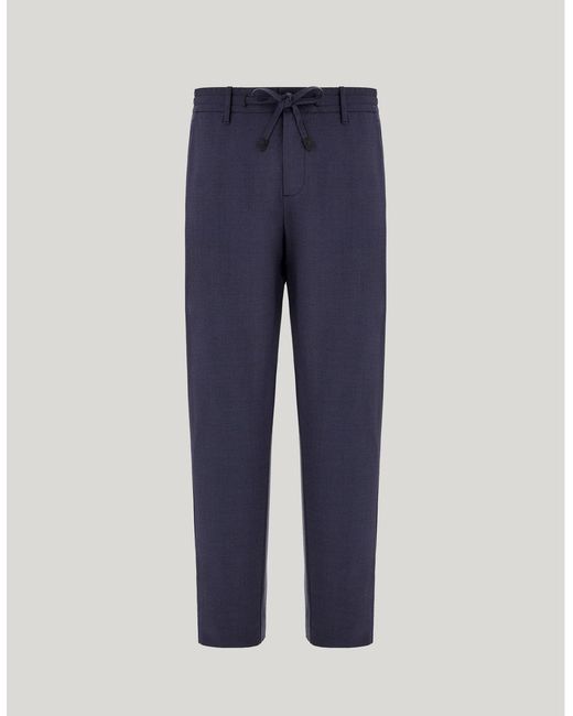 Canali Blue Melange Regular Fit Pants for men