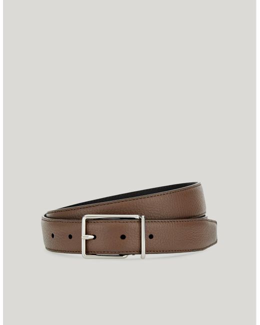 Ceinture En Cuir De Veau Lisse Taupe Avec Boucle Carrée Canali pour homme en coloris Brown