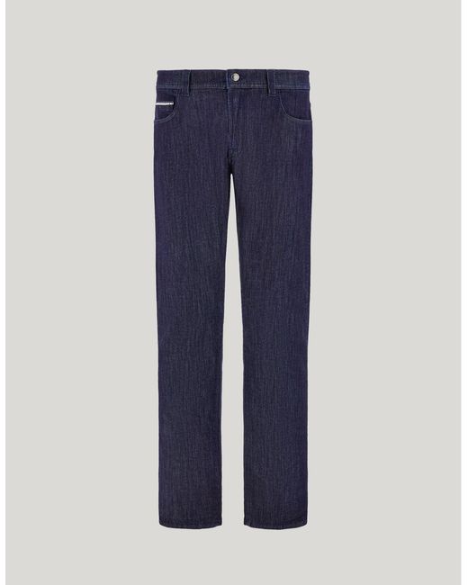 Canali Blue Dark Regular Fit Five Pocket Soft Touch Fabric Denim Pants for men