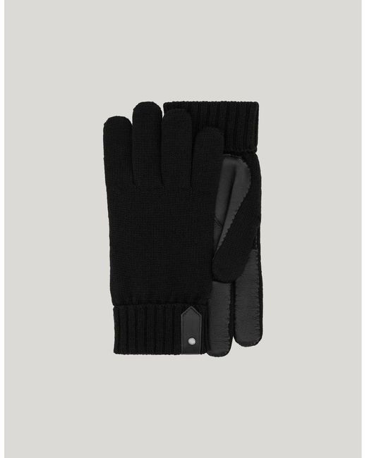 Canali Black Wool Knit And Sheepskin Gloves for men