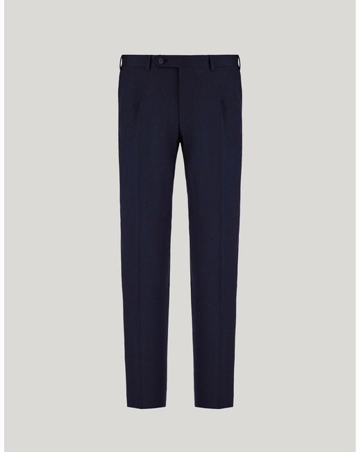 Canali Blue Travel Wool Flannel Regular-Fit Pants for men