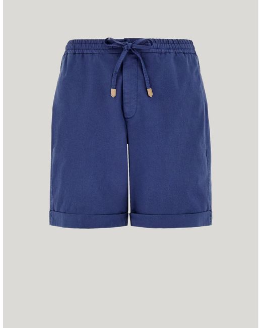 Canali Blue Bermuda Shorts With A Drawstring, Crafted From Cotton And Lyocell Gabardine for men